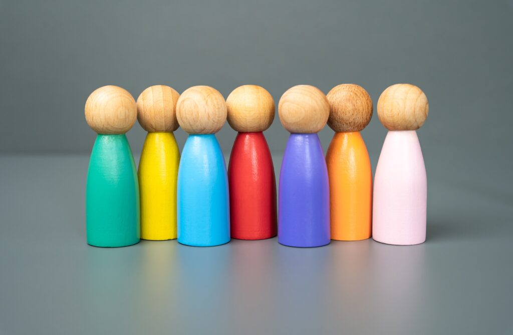 Multi-colored figures of people